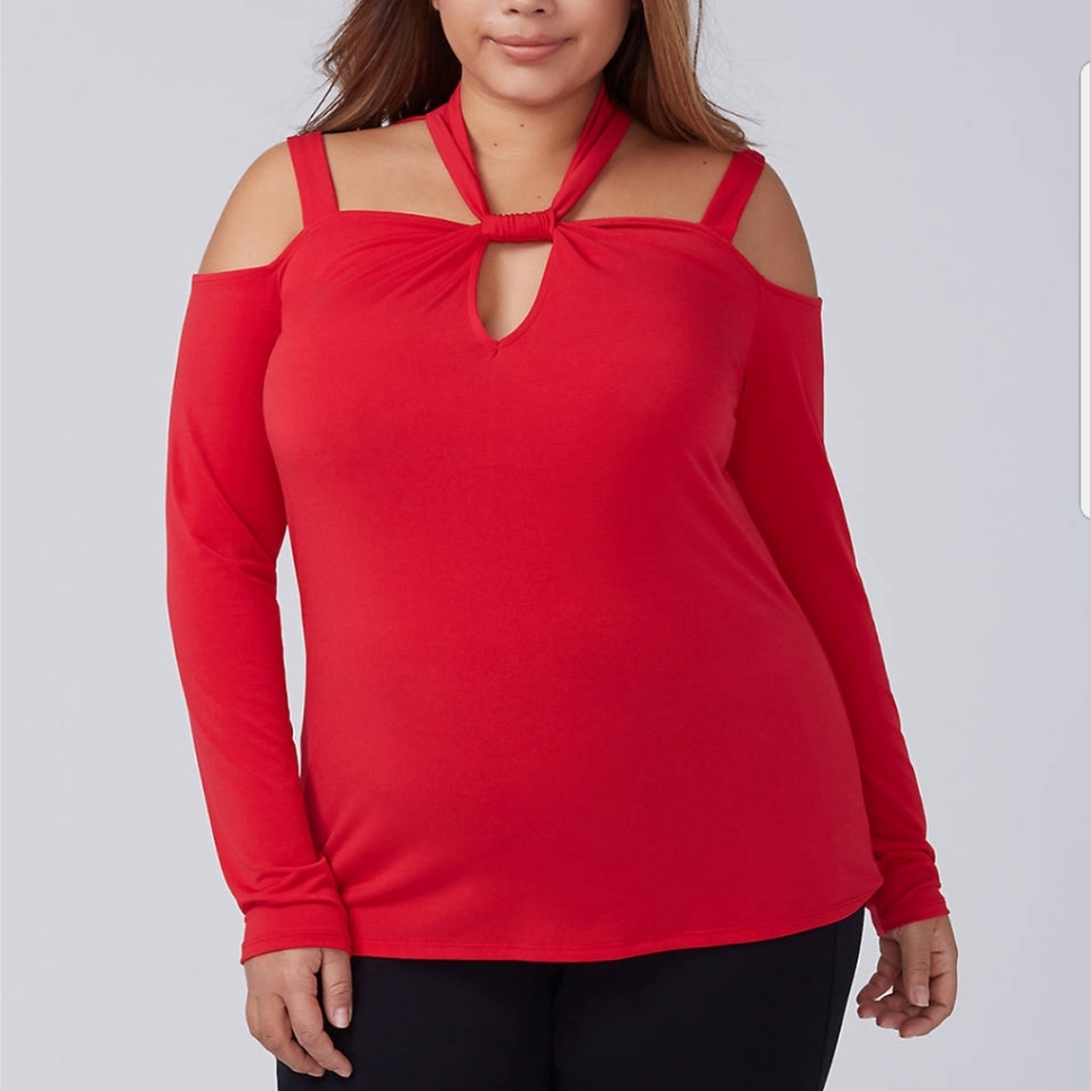 Lane Bryant red Cutout Twisted-Neck Top size 18/20